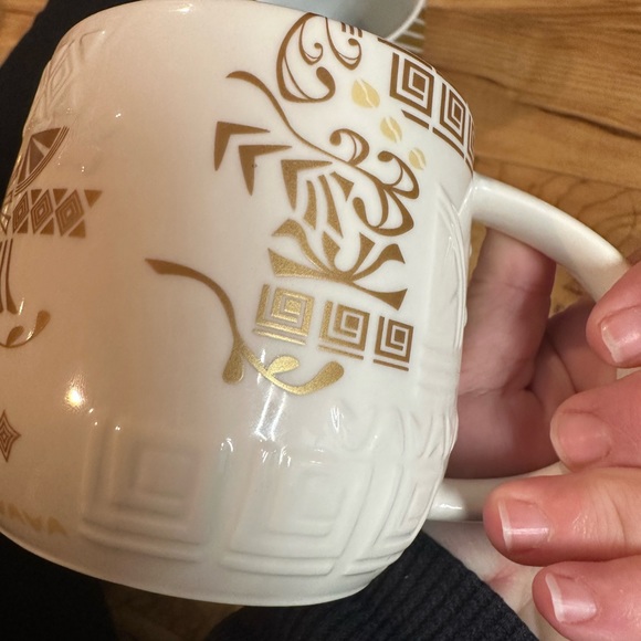 Set of 2 Starbucks gold themed mugs 2012 &‎ 2013 - Picture 4 of 11